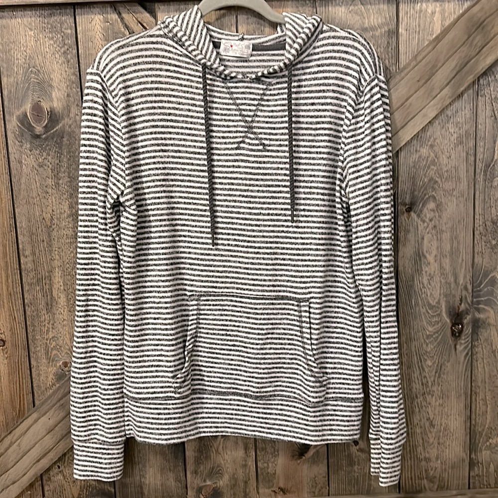 Poof Striped Black and White Hoodie
